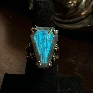 BloodMilk labradorite Large Easeful Death ring. Size 8.25